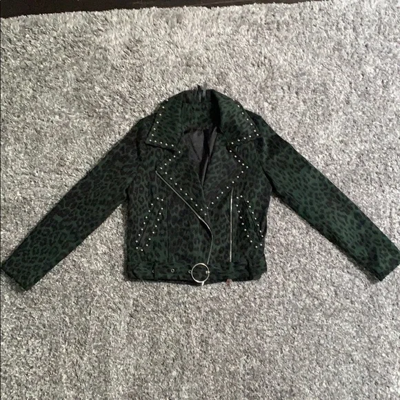 Nasty Gal Leopard Moto Jacket with Studs - Picture 6 of 16